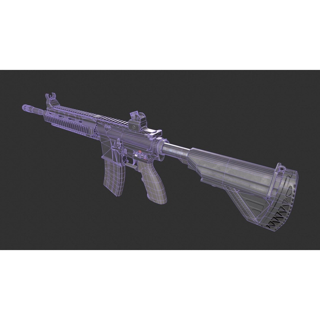 HK 416 3D Model – Low Poly Game-Ready Asset with PBR Textures - View 7