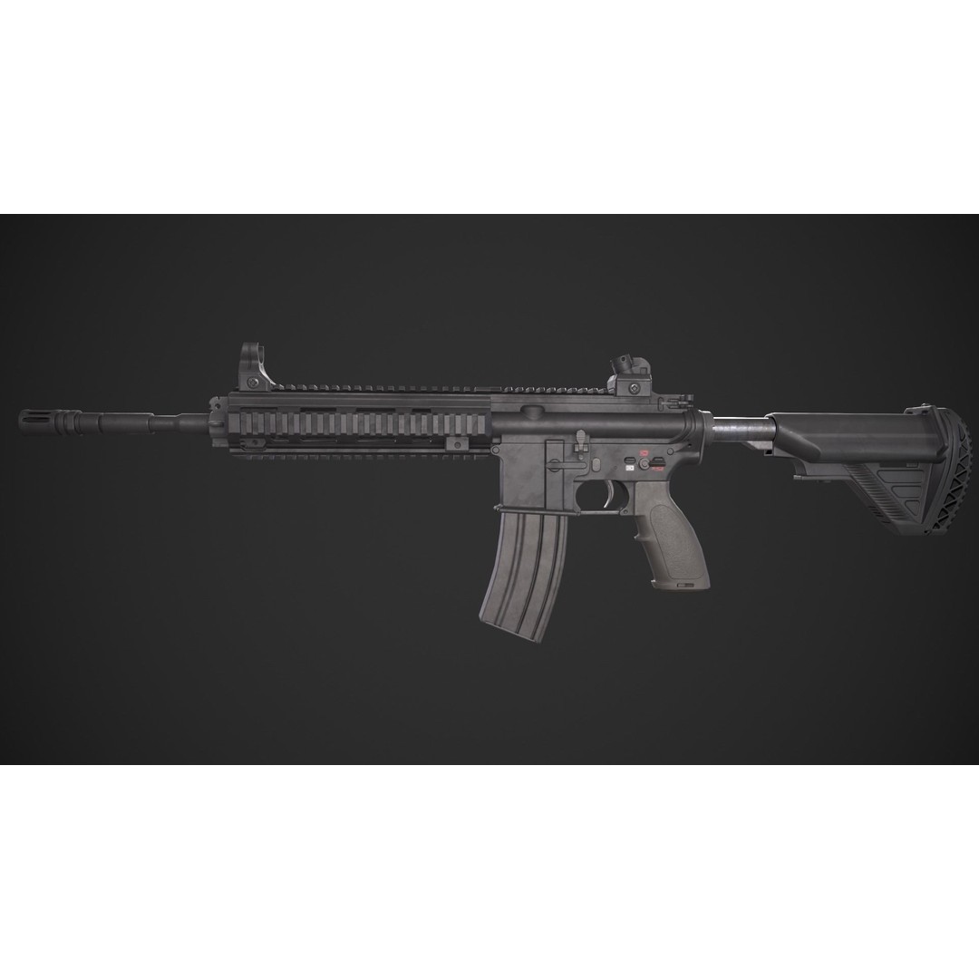HK 416 3D Model – Low Poly Game-Ready Asset with PBR Textures - View 8