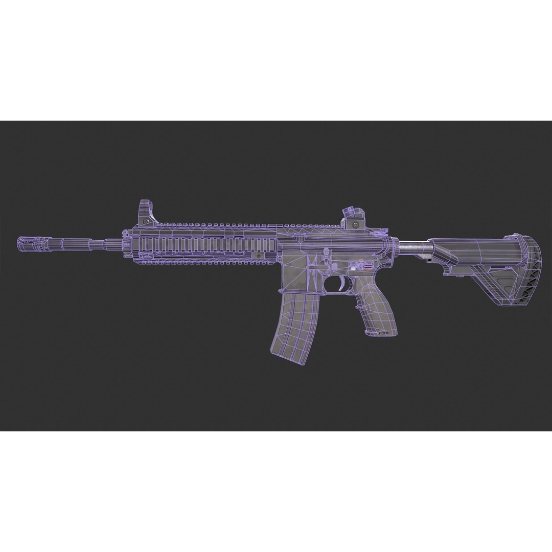 HK 416 3D Model – Low Poly Game-Ready Asset with PBR Textures - View 9