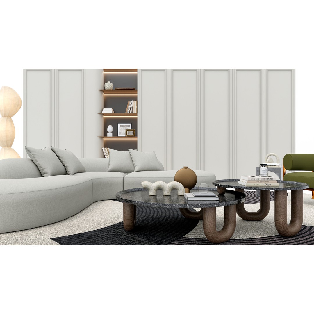 Modern Living Room Sofa Set 3D Model – Game-Ready, PBR, Multiple Formats - View 12