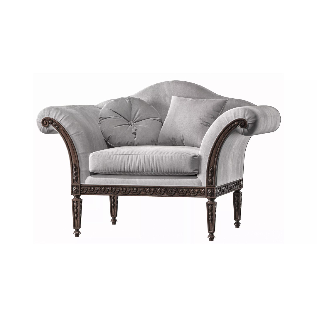 Juliette's Interiors Italian Armchair 3D Model – Classic Rococo Style, FBX - View 2