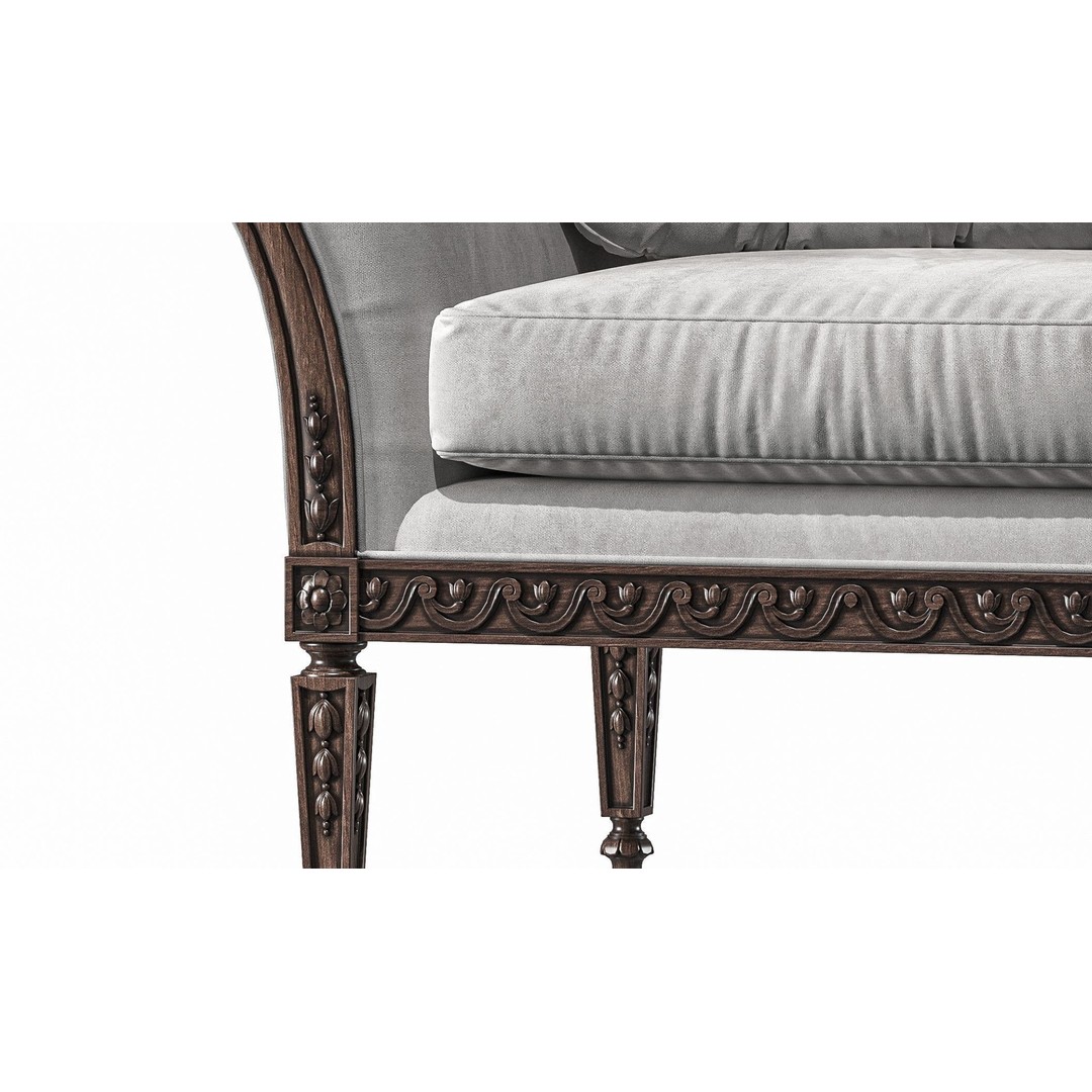 Juliette's Interiors Italian Armchair 3D Model – Classic Rococo Style, FBX - View 4