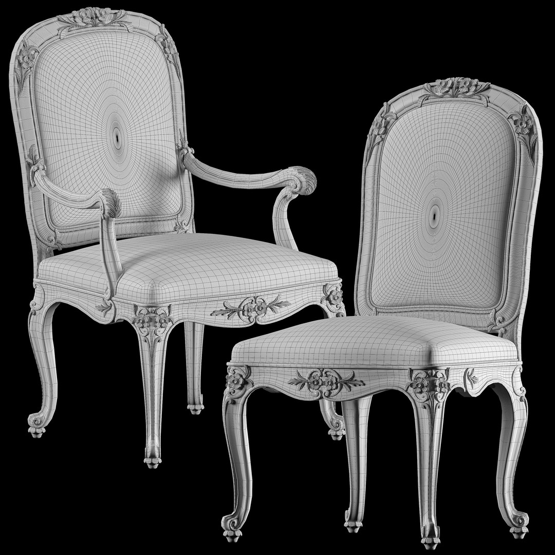 Roberto Giovannini Dining Table & Chair 3D Model – Art 1395, Game Ready - View 4
