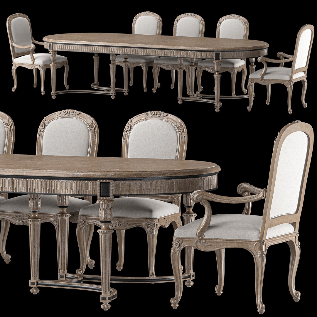 Roberto Giovannini Dining Table & Chair 3D Model – Art 1395, Game Ready - View 5