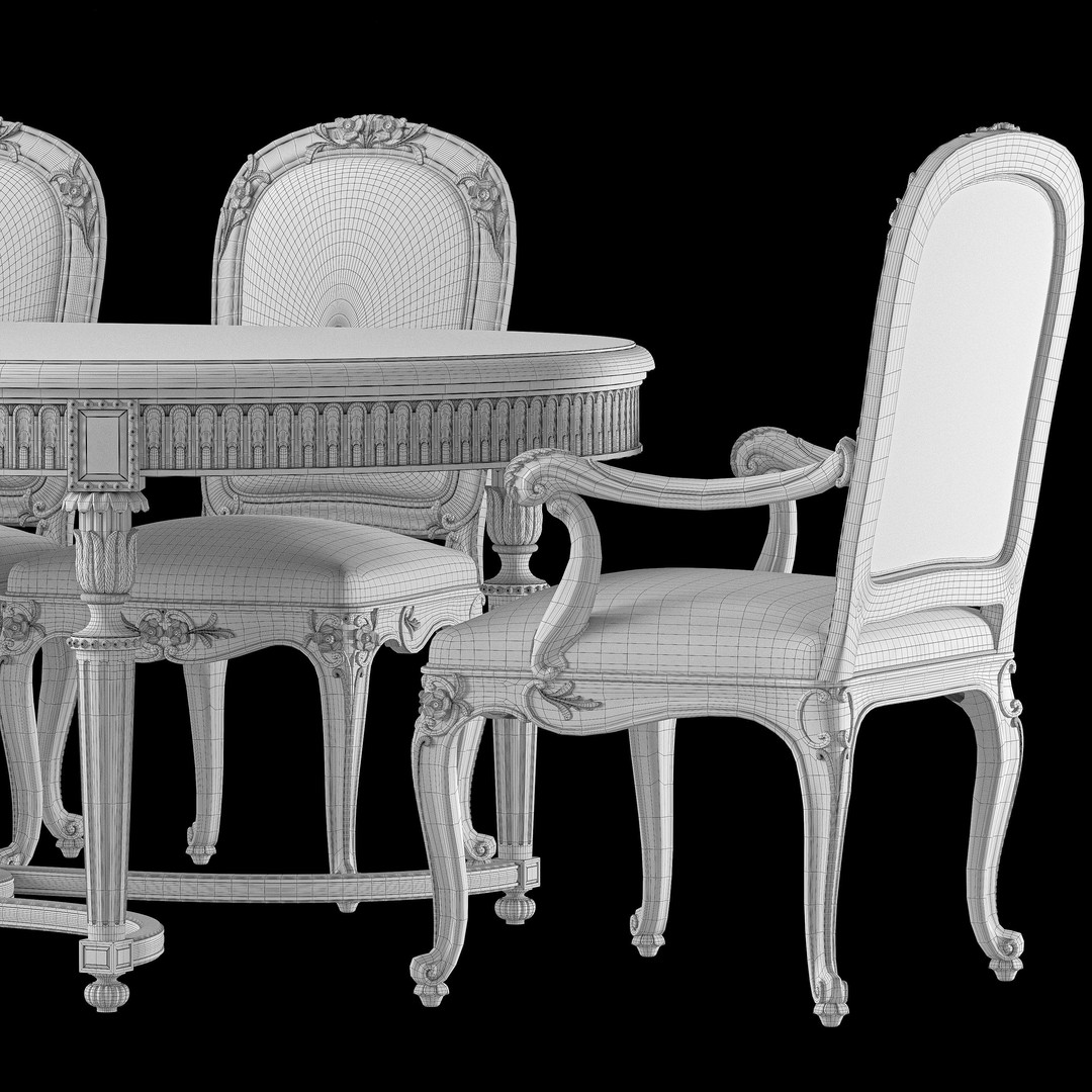 Roberto Giovannini Dining Table & Chair 3D Model – Art 1395, Game Ready - View 6
