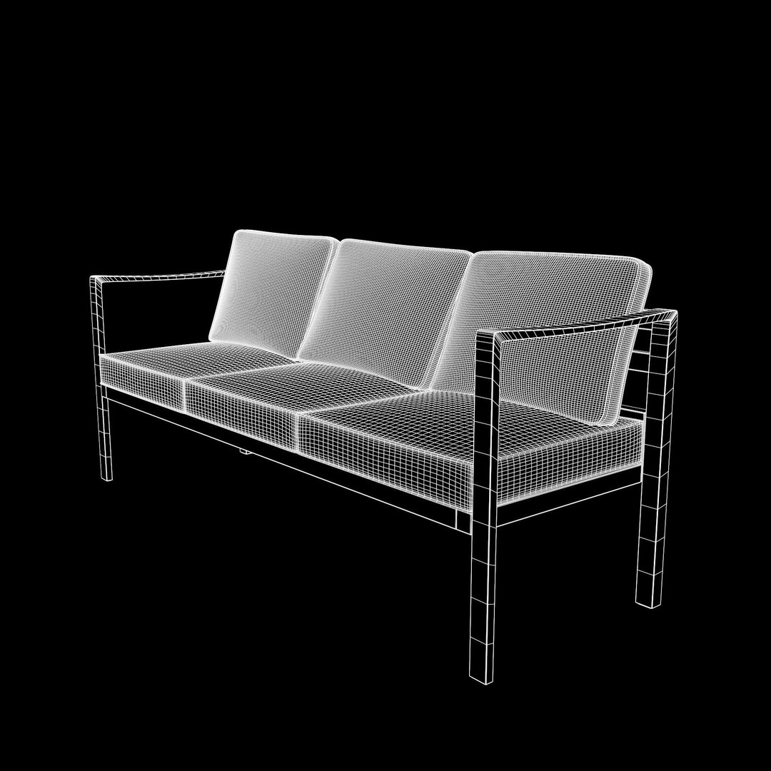 Outdoor Bench 3D Model – Low Poly Sling Fabric Game Asset, FBX - View 15