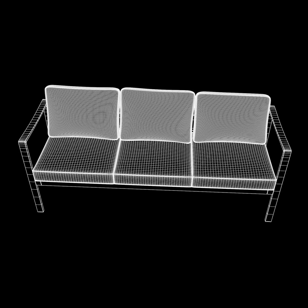Outdoor Bench 3D Model – Low Poly Sling Fabric Game Asset, FBX - View 16
