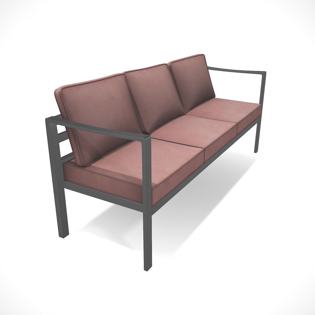 Outdoor Bench 3D Model – Low Poly Sling Fabric Game Asset, FBX - View 6