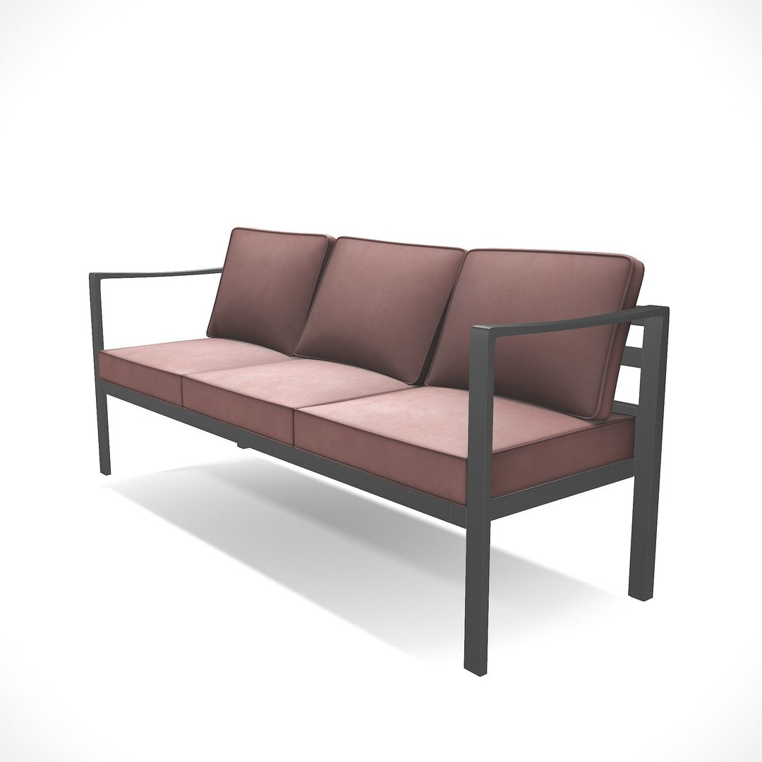Outdoor Bench 3D Model – Low Poly Sling Fabric Game Asset, FBX - View 7