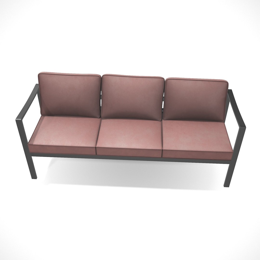 Outdoor Bench 3D Model – Low Poly Sling Fabric Game Asset, FBX - View 8