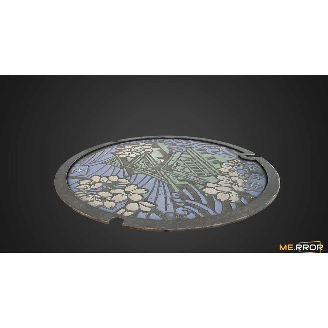 Osaka Manhole 3D Model – Low Poly Game Ready Asset, FBX, OBJ - View 4