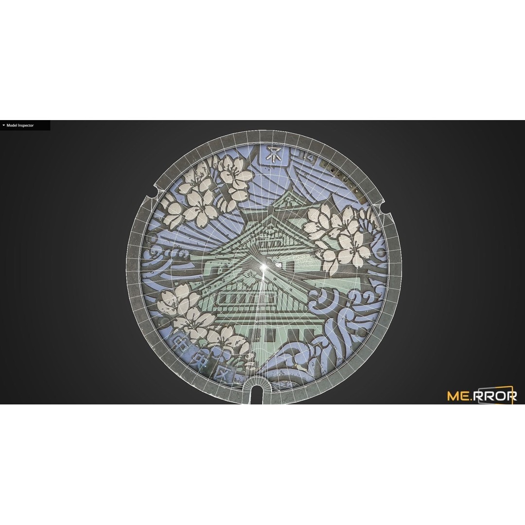 Osaka Manhole 3D Model – Low Poly Game Ready Asset, FBX, OBJ - View 6