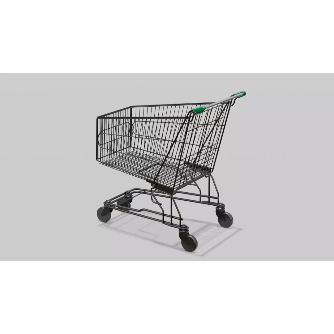 Steel Cart 3D Model – Low Poly Digital Asset, FBX, PBR Textures - View 2