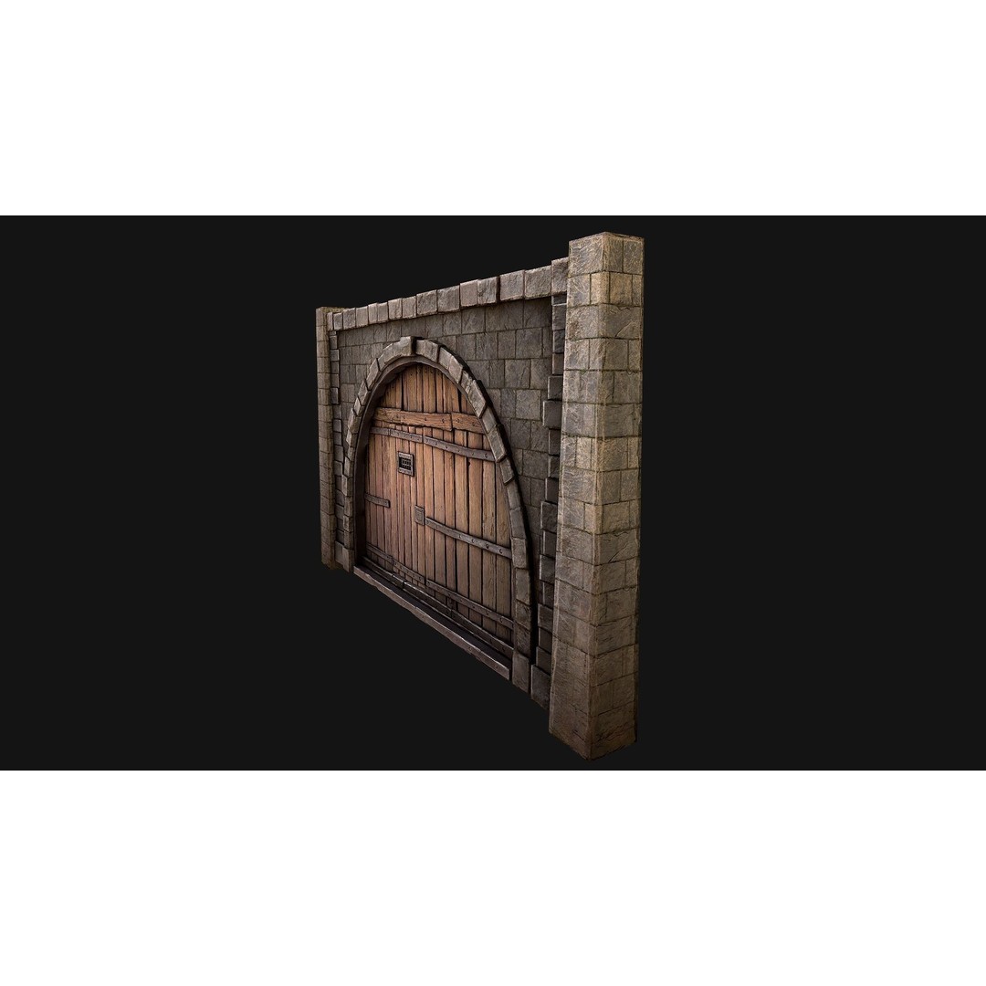 Medieval Prison Door 3D Model – Low Poly Game Asset, PBR Textures, FBX - View 11