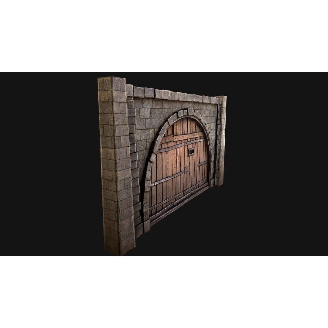 Medieval Prison Door 3D Model – Low Poly Game Asset, PBR Textures, FBX - View 12