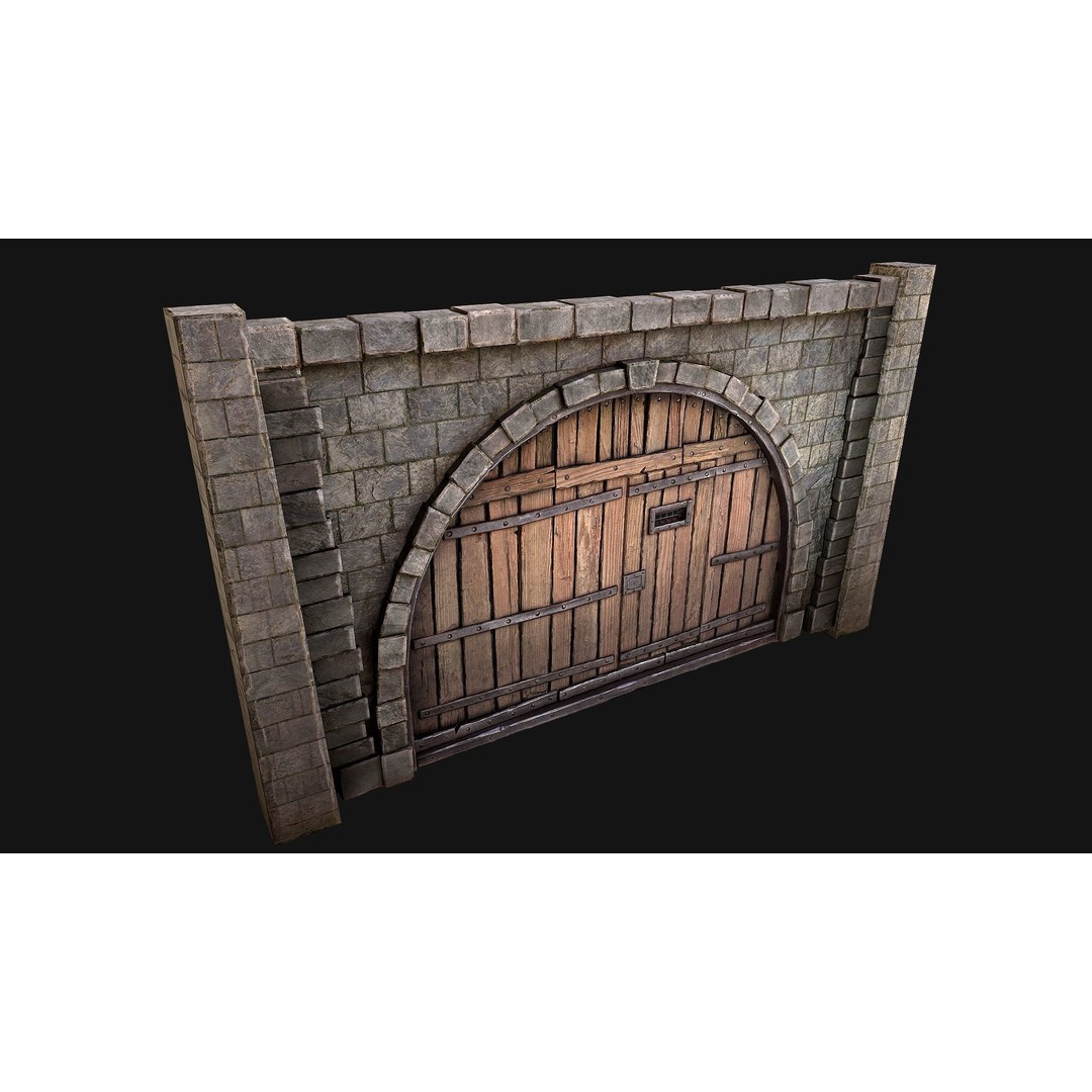 Medieval Prison Door 3D Model – Low Poly Game Asset, PBR Textures, FBX - View 13