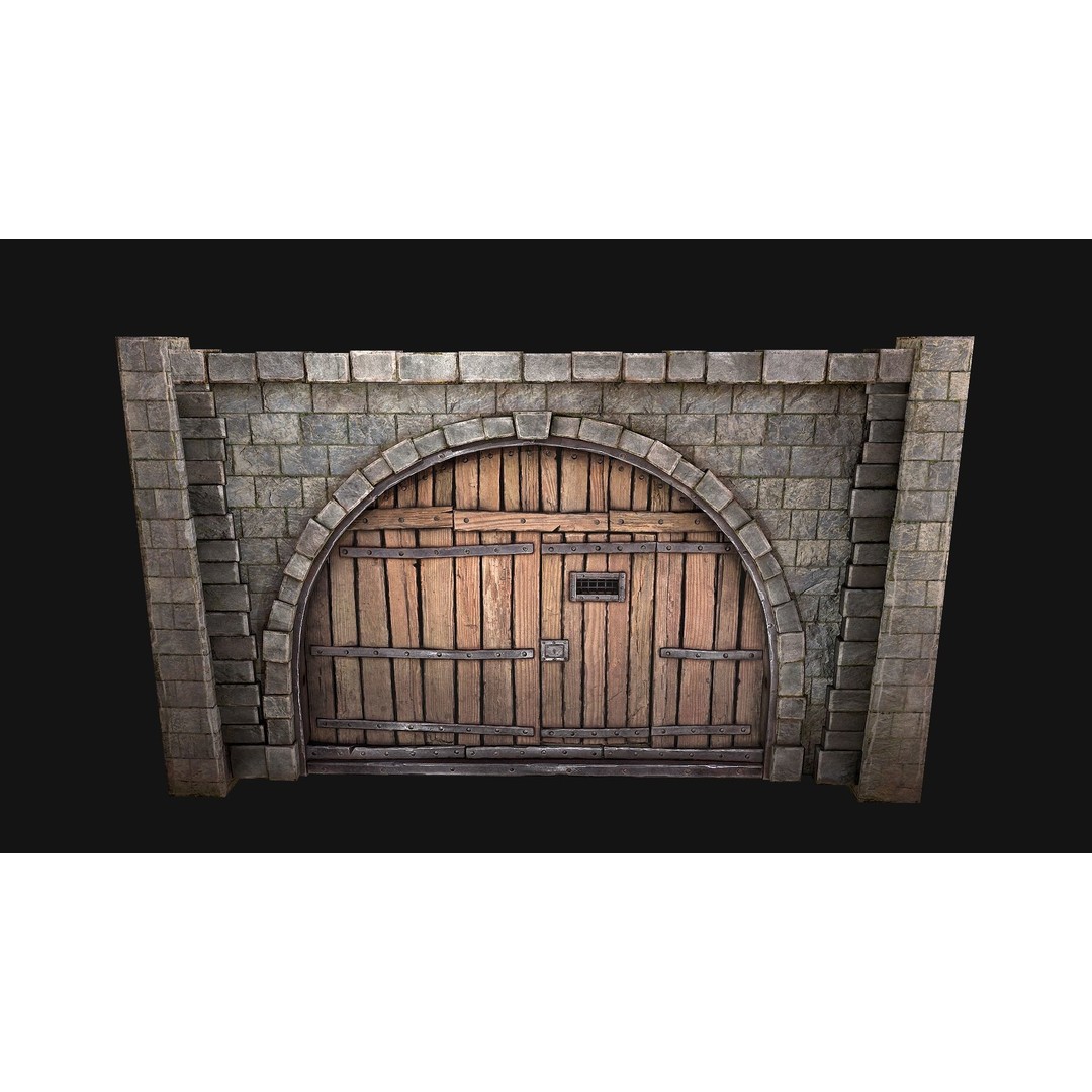 Medieval Prison Door 3D Model – Low Poly Game Asset, PBR Textures, FBX - View 14