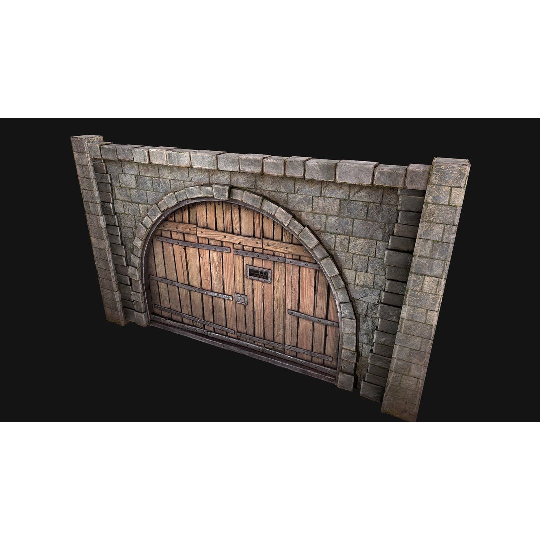 Medieval Prison Door 3D Model – Low Poly Game Asset, PBR Textures, FBX - View 15
