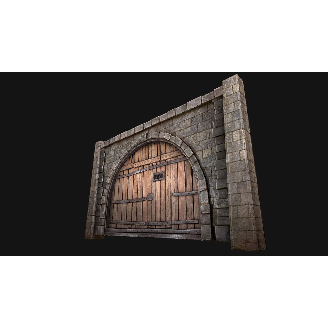 Medieval Prison Door 3D Model – Low Poly Game Asset, PBR Textures, FBX - View 17
