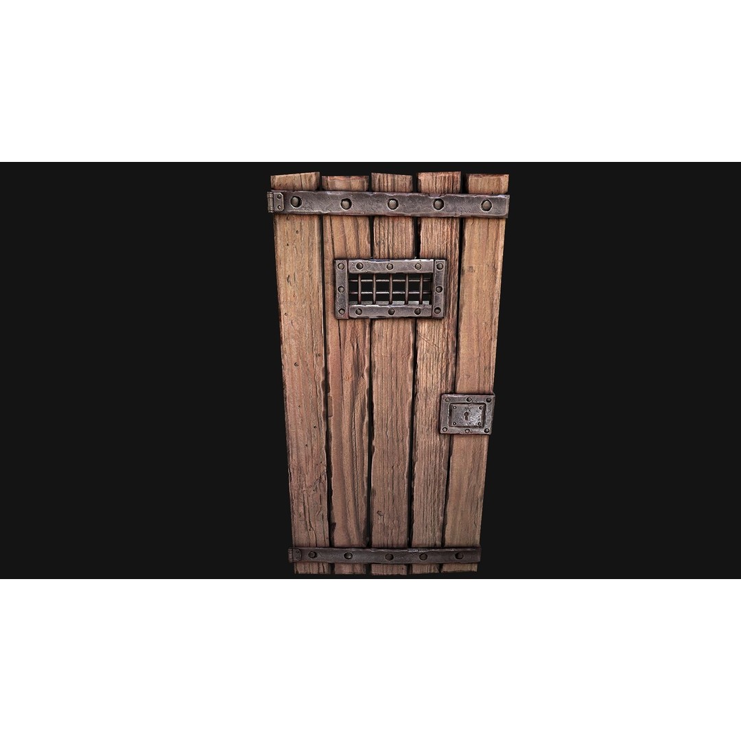 Medieval Prison Door 3D Model – Low Poly Game Asset, PBR Textures, FBX - View 20