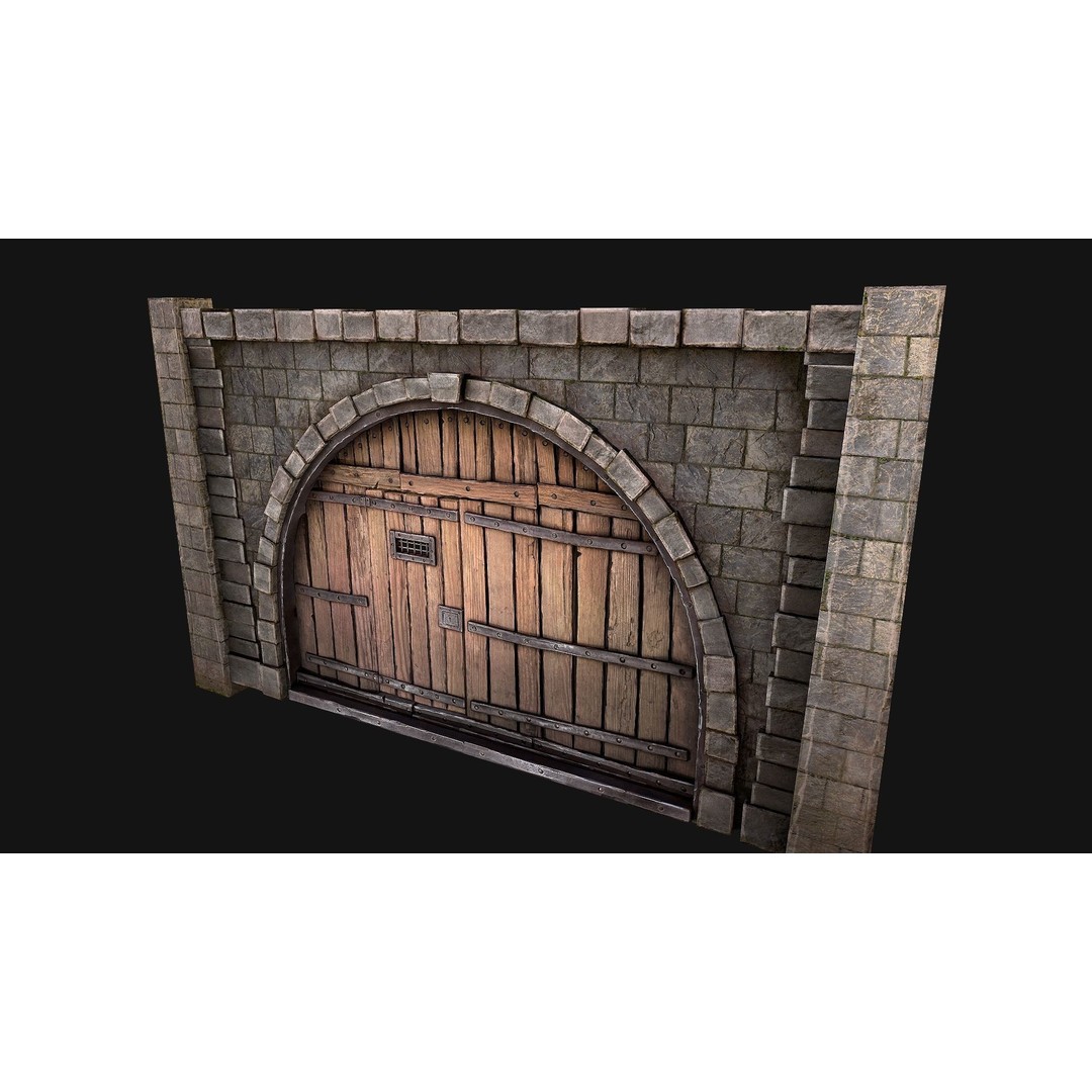 Medieval Prison Door 3D Model – Low Poly Game Asset, PBR Textures, FBX - View 3