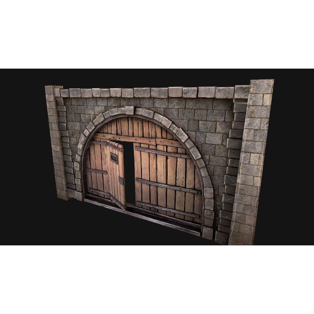 Medieval Prison Door 3D Model – Low Poly Game Asset, PBR Textures, FBX - View 4