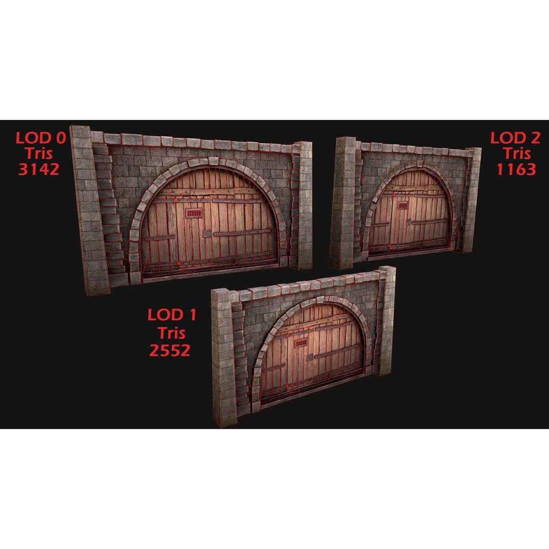 Medieval Prison Door 3D Model – Low Poly Game Asset, PBR Textures, FBX - View 5