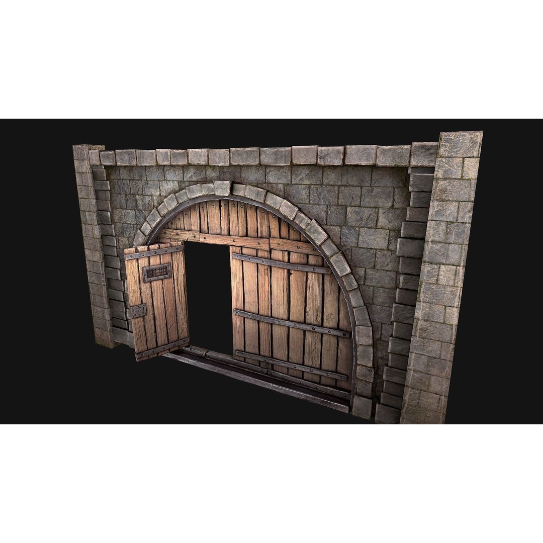 Medieval Prison Door 3D Model – Low Poly Game Asset, PBR Textures, FBX - View 7