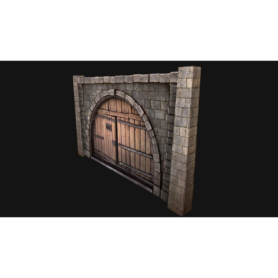 Medieval Prison Door 3D Model – Low Poly Game Asset, PBR Textures, FBX - View 8