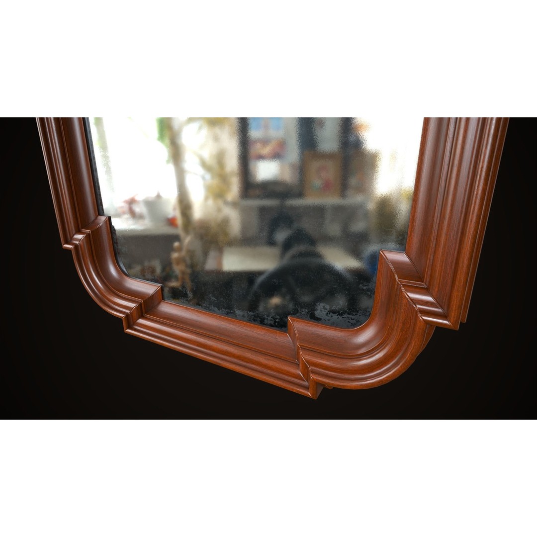 Vintage Mirror 3D Model – Low Poly Game Asset, FBX, PBR Textures