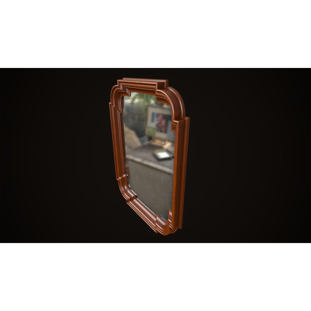 Vintage Mirror 3D Model – Low Poly Game Asset, FBX, PBR Textures - View 12