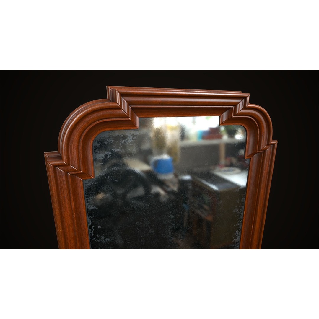 Vintage Mirror 3D Model – Low Poly Game Asset, FBX, PBR Textures - View 13