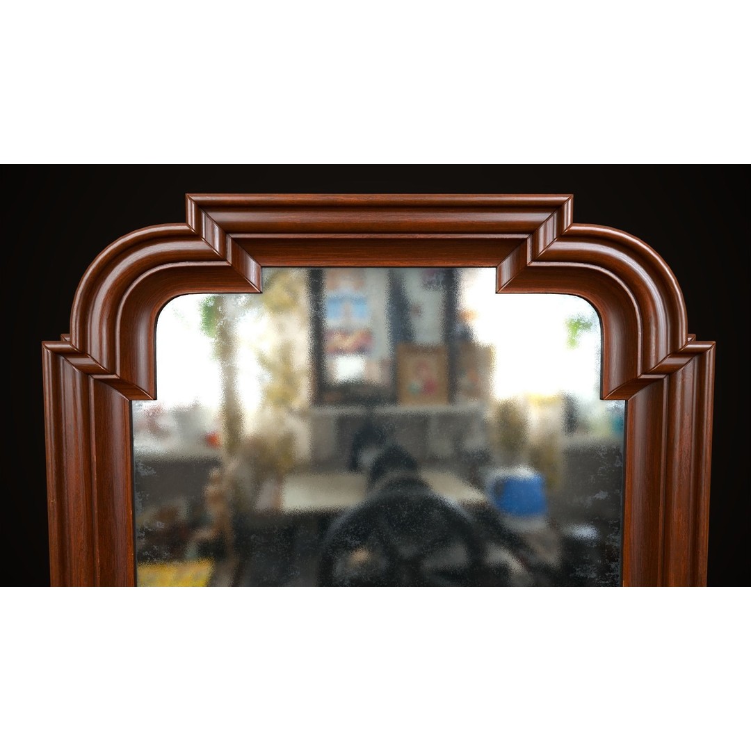 Vintage Mirror 3D Model – Low Poly Game Asset, FBX, PBR Textures - View 14