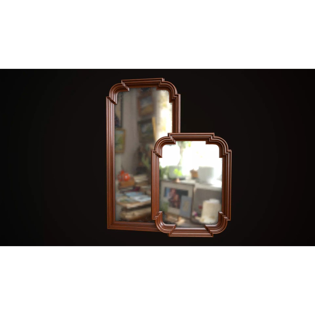 Vintage Mirror 3D Model – Low Poly Game Asset, FBX, PBR Textures - View 2