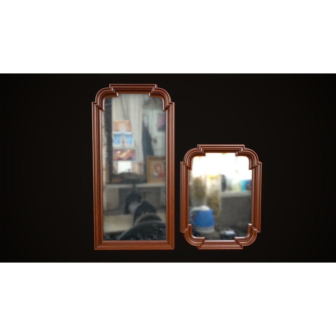 Vintage Mirror 3D Model – Low Poly Game Asset, FBX, PBR Textures - View 3