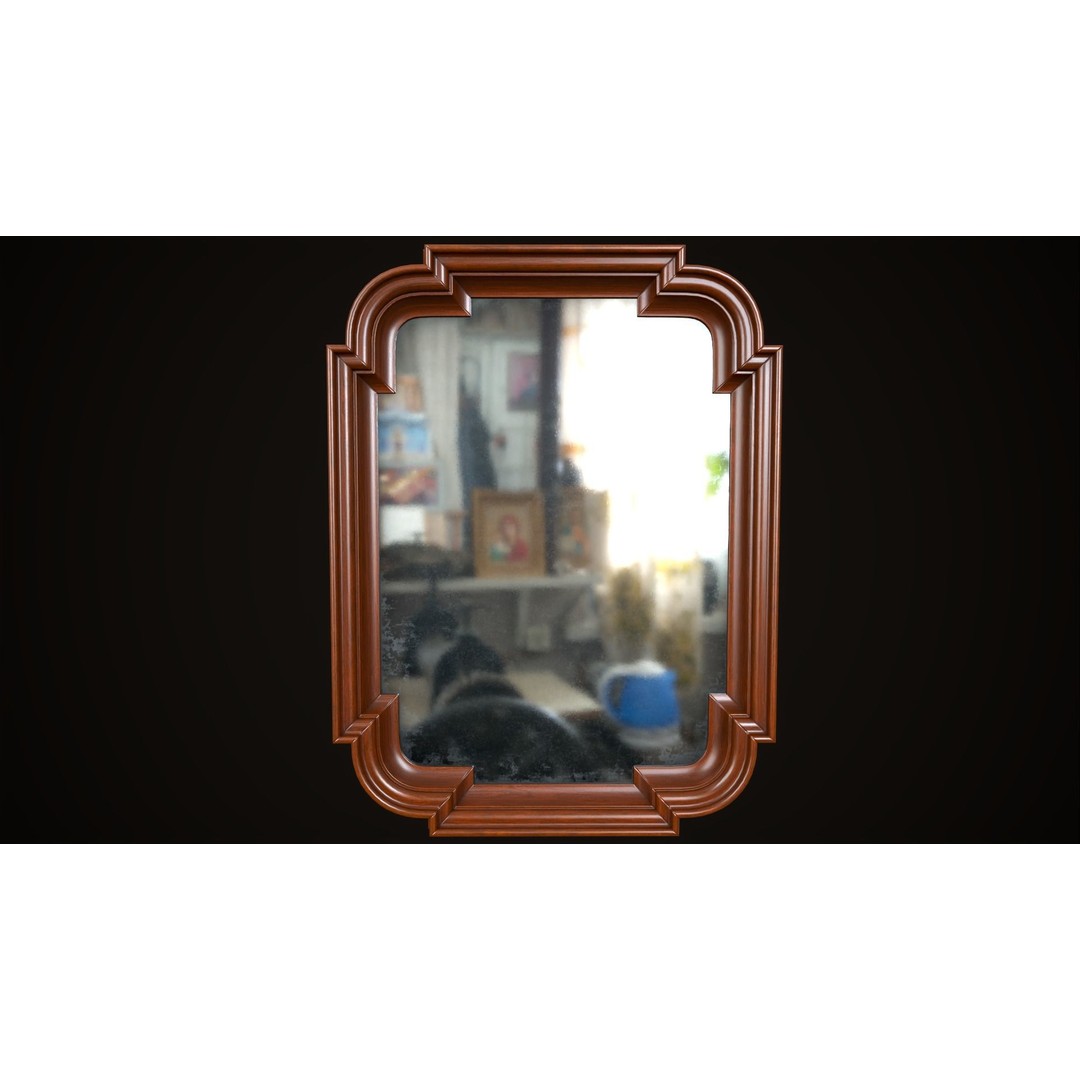 Vintage Mirror 3D Model – Low Poly Game Asset, FBX, PBR Textures - View 5