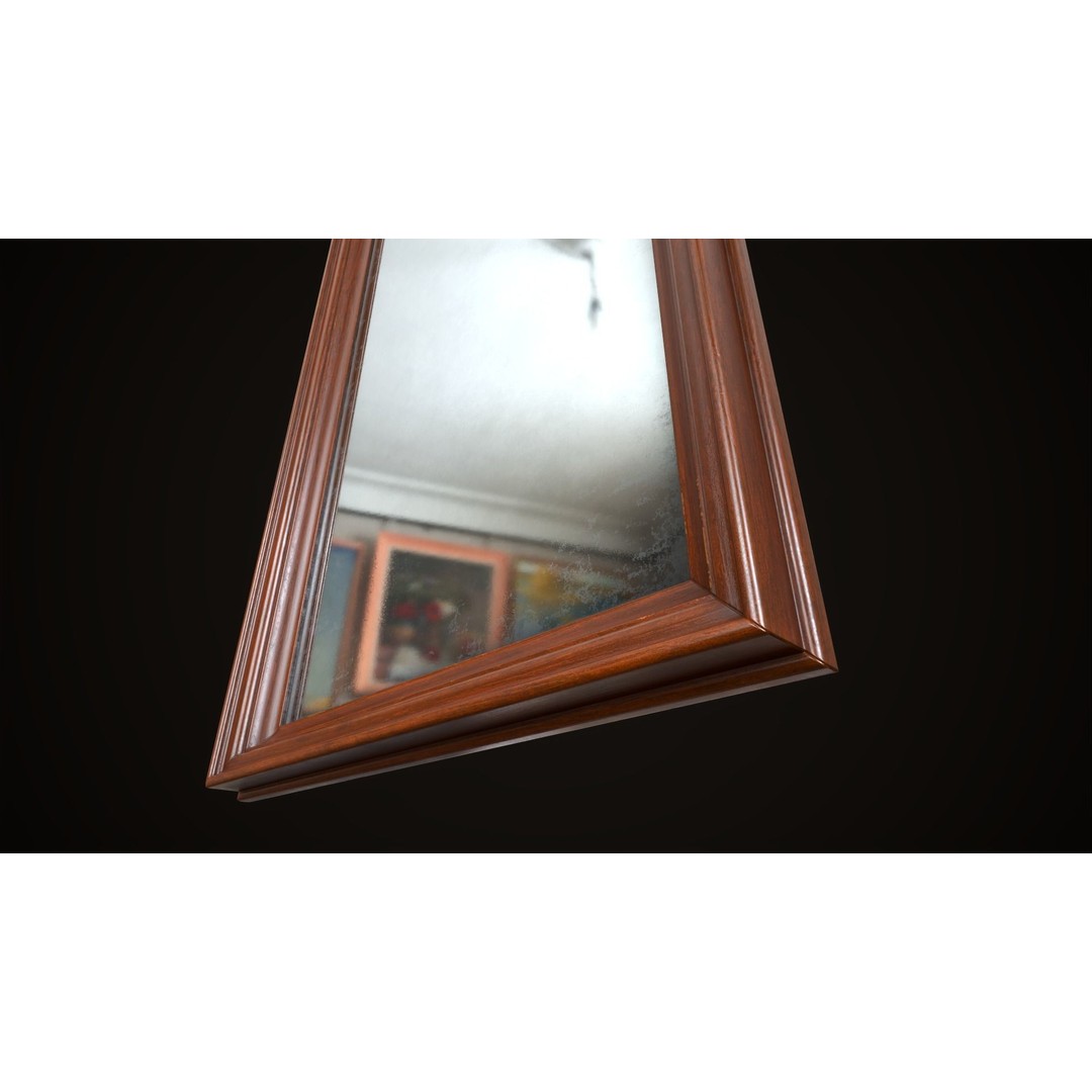 Vintage Mirror 3D Model – Low Poly Game Asset, FBX, PBR Textures - View 6
