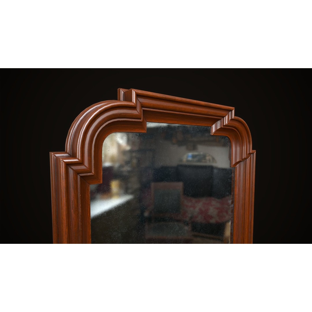 Vintage Mirror 3D Model – Low Poly Game Asset, FBX, PBR Textures - View 7