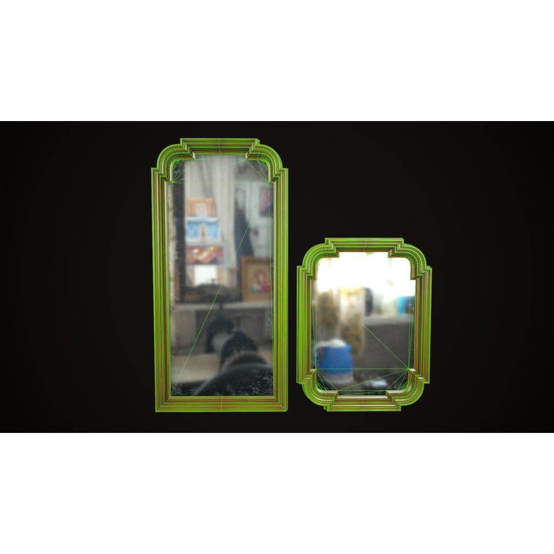 Vintage Mirror 3D Model – Low Poly Game Asset, FBX, PBR Textures - View 9