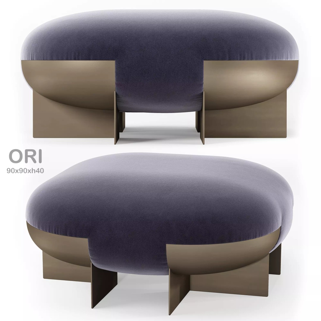 ORI Pouffe 3D Model – Elegant Furniture Design, FBX, Game-Ready - View 2