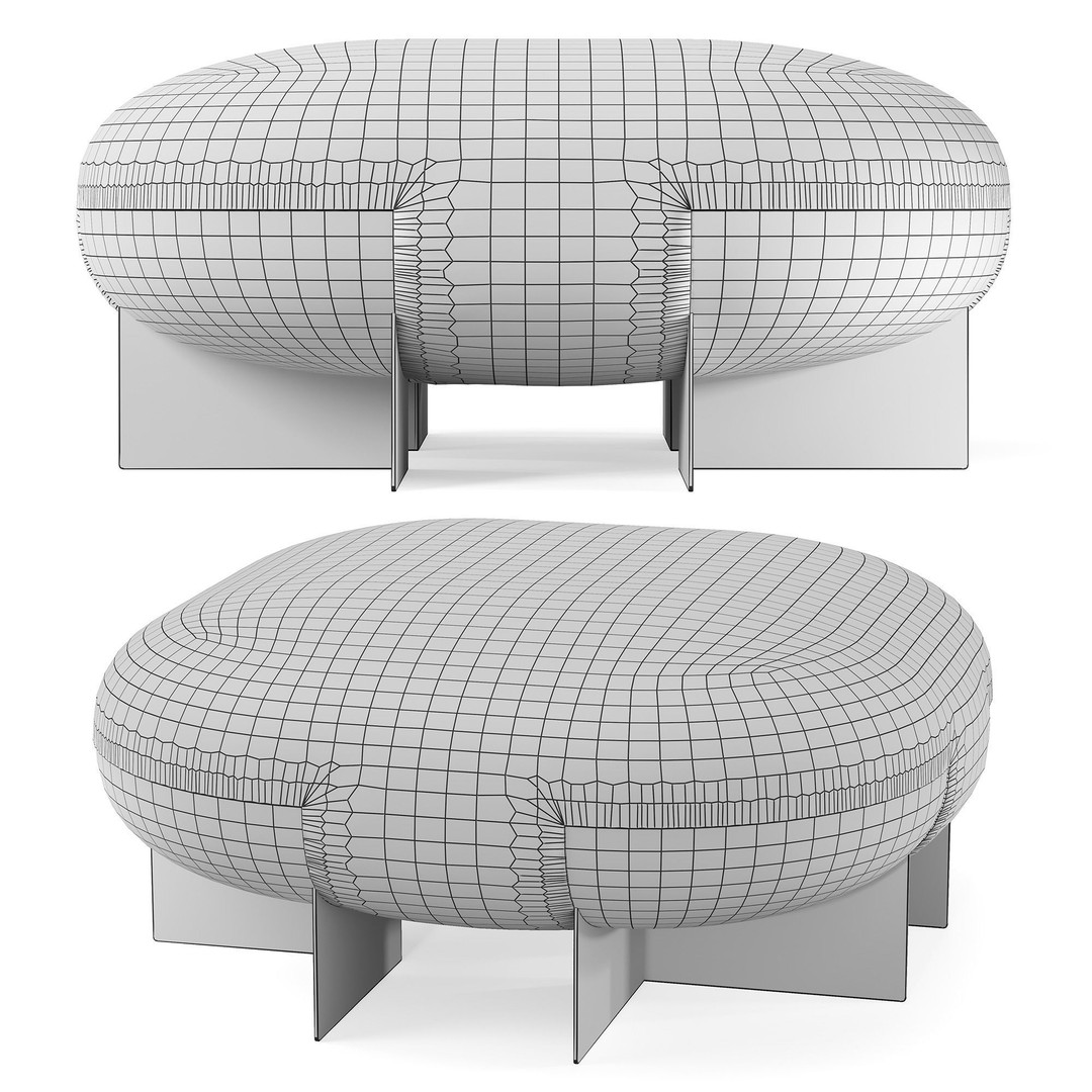 ORI Pouffe 3D Model – Elegant Furniture Design, FBX, Game-Ready - View 3