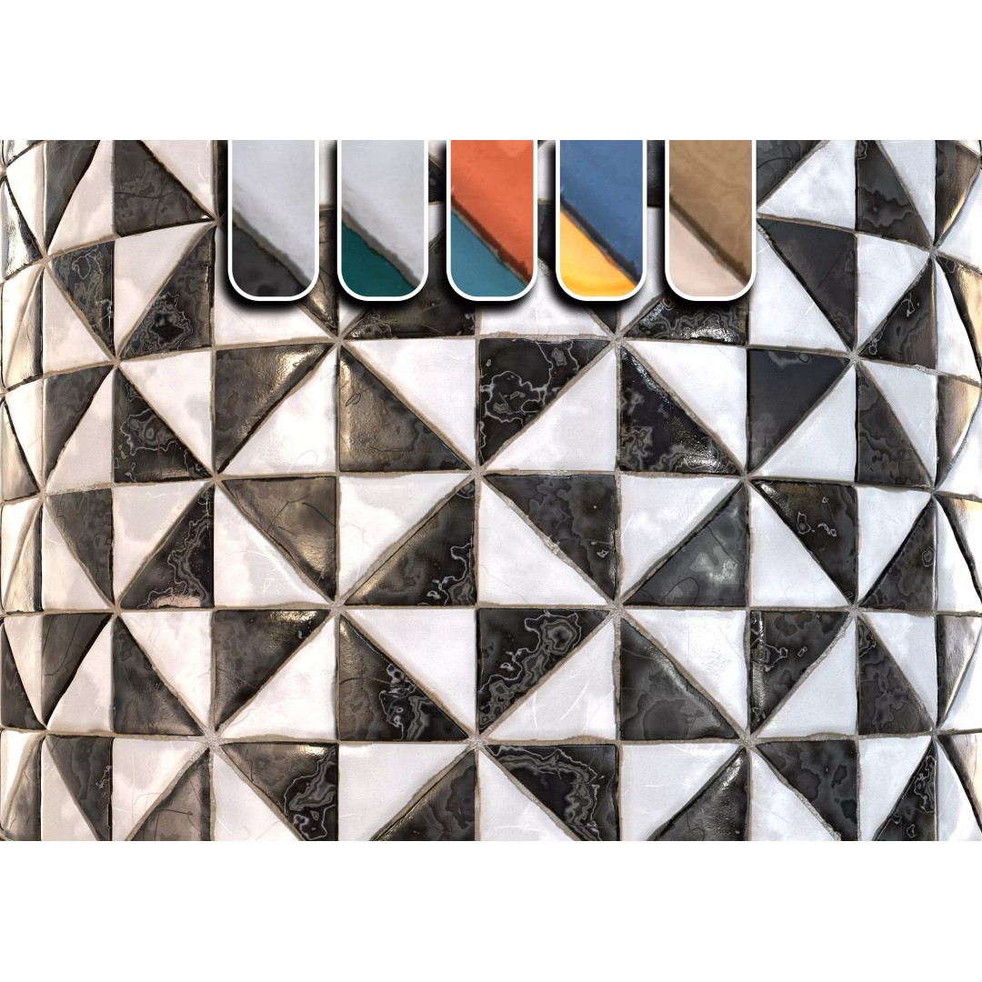 Checkerboard Tile 3D Model – PBR Texture, 4K Maps, Multi-Color - View 2