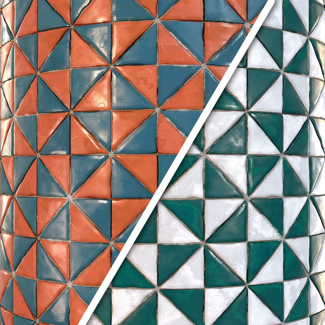 Checkerboard Tile 3D Model – PBR Texture, 4K Maps, Multi-Color - View 4