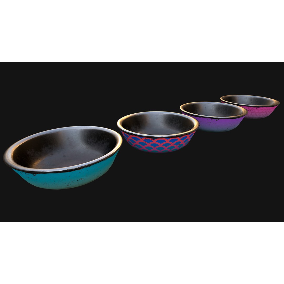 Pet Food Bowl 3D Model – Low Poly Game Ready Asset, FBX, PBR - View 11