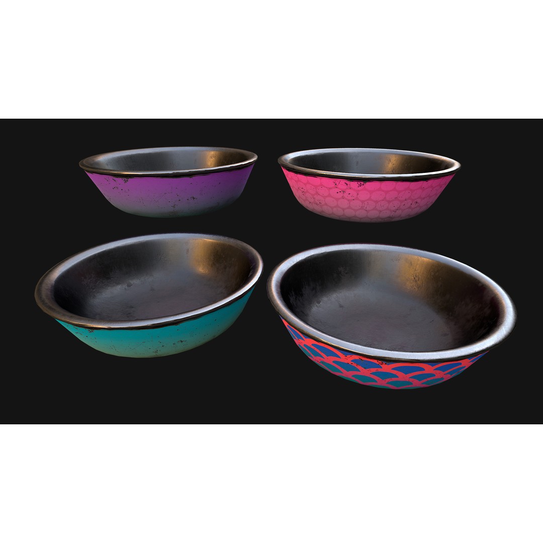 Pet Food Bowl 3D Model – Low Poly Game Ready Asset, FBX, PBR - View 12