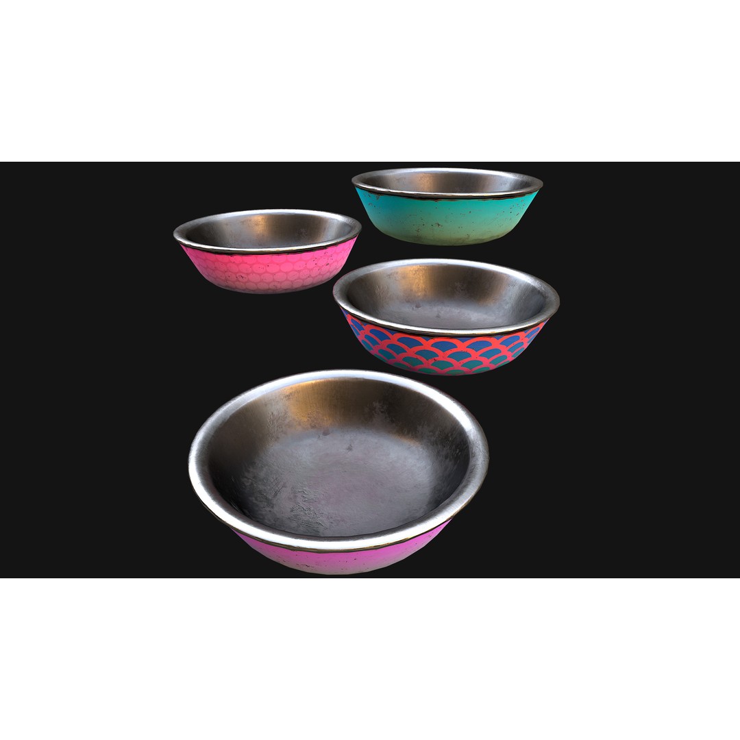 Pet Food Bowl 3D Model – Low Poly Game Ready Asset, FBX, PBR - View 15