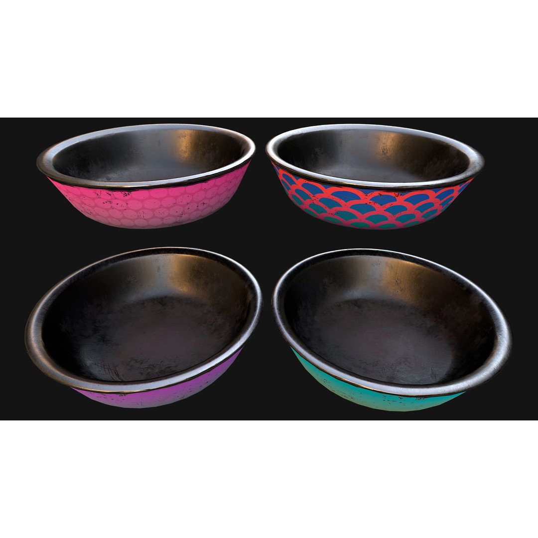 Pet Food Bowl 3D Model – Low Poly Game Ready Asset, FBX, PBR - View 4
