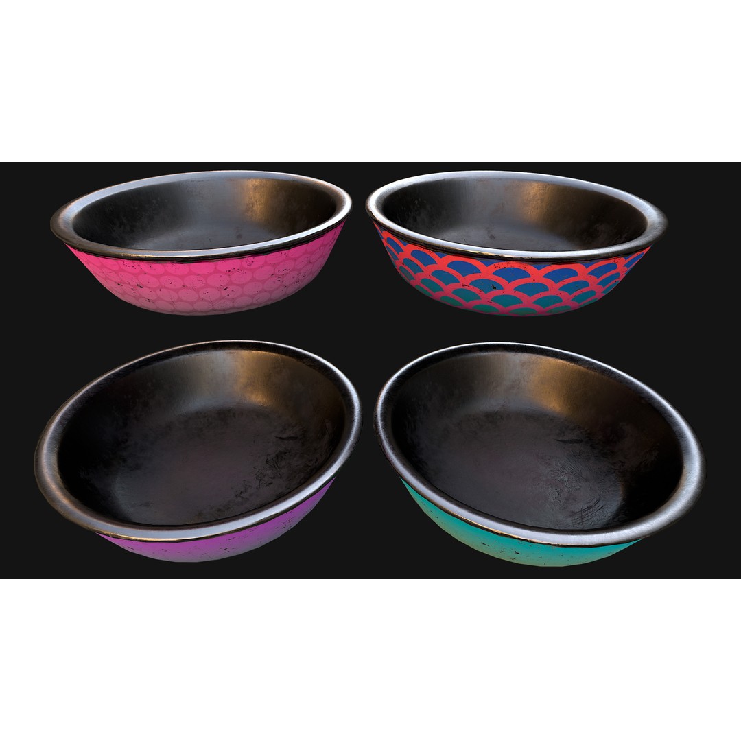 Pet Food Bowl 3D Model – Low Poly Game Ready Asset, FBX, PBR - View 5
