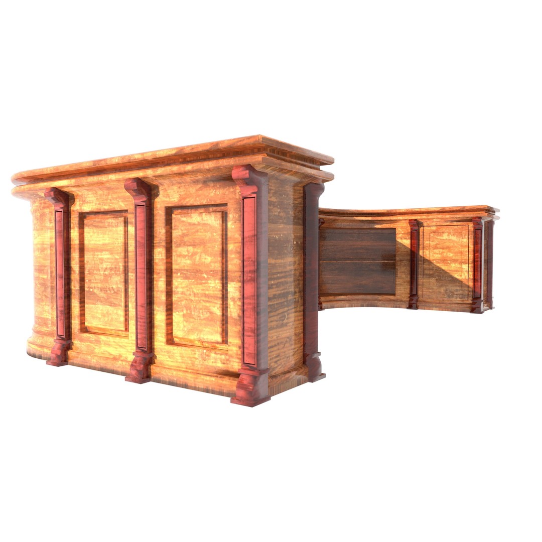 Wooden Counter 3D Model – PBR Textured Table for Blender, FBX - View 10