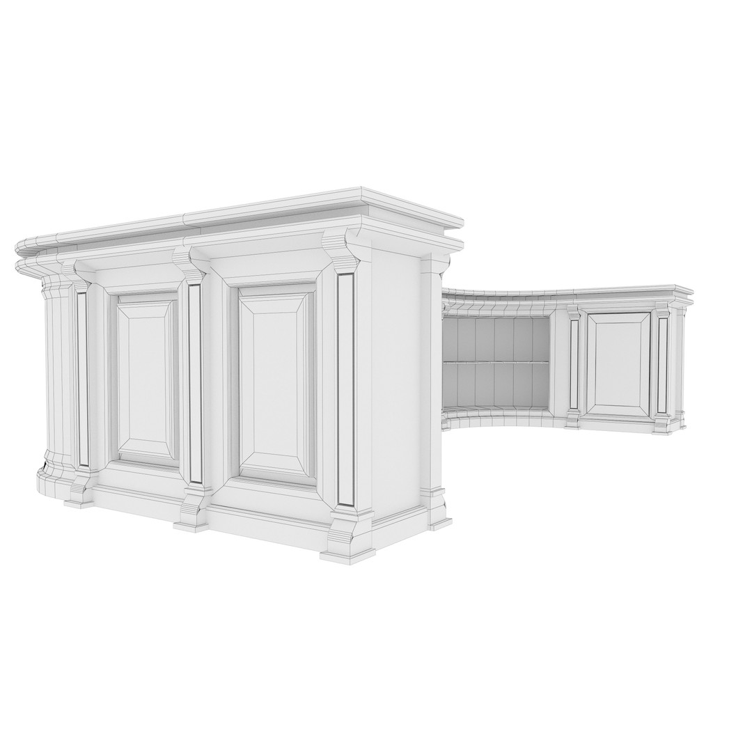 Wooden Counter 3D Model – PBR Textured Table for Blender, FBX - View 11